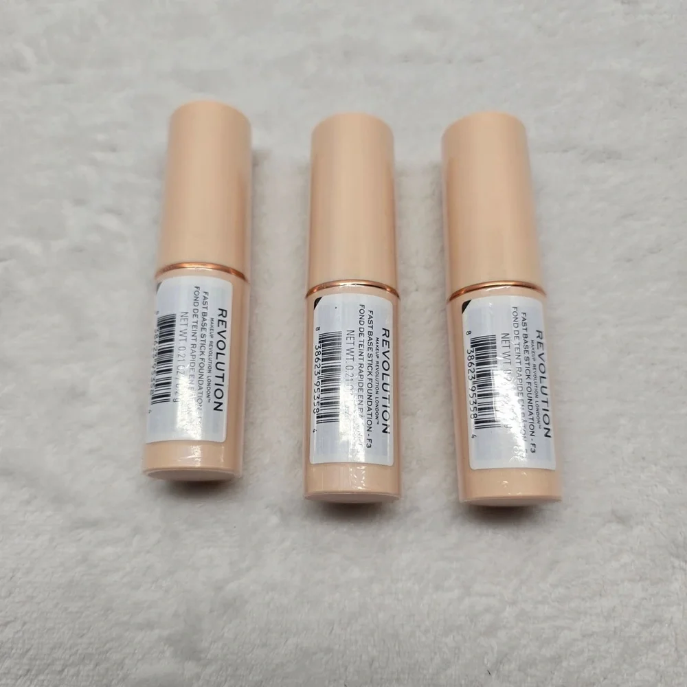 Revolution Fast Base‎ Stick Foundation F3 Cream Makeup Lot 3